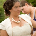 handmade cotton lace wedding dress and bolero