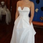 Natural waist babydoll wedding dress with pockets White