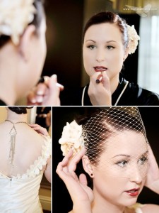 Janay A Handmade Birdcage Veil and Flower/Vintage Pearl Fascinator