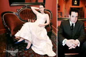 1940's style modern bride lounging