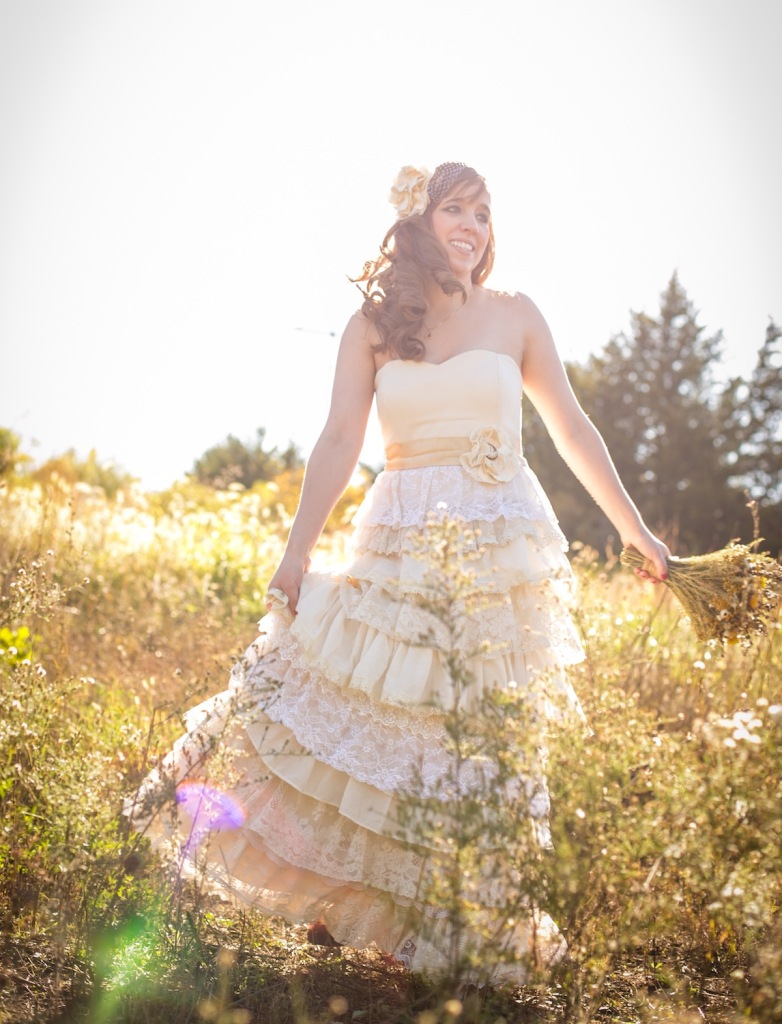 alexis custom wedding gown in field